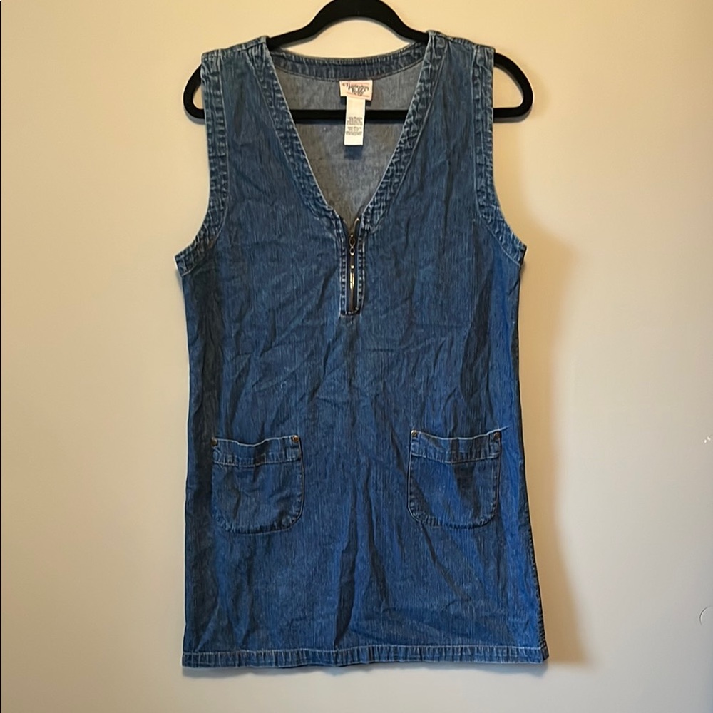 VINTAGE - Denim Sleeveless Dress with Pockets